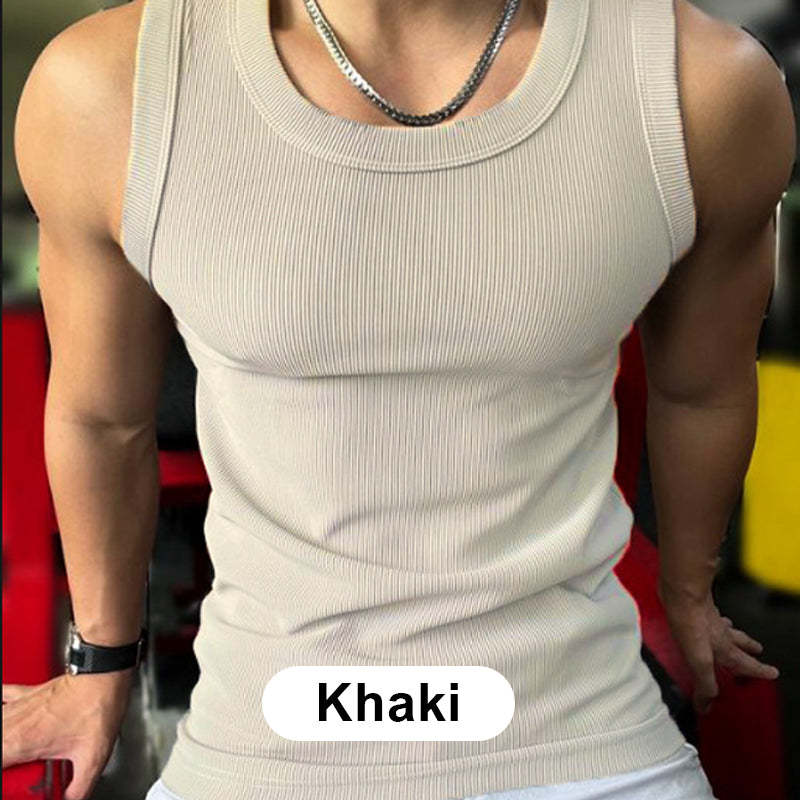 🎉🛍️Men's Summer Essentials-Buy 3 Get 2 Free🎽Round Neck Quick-Drying Stretchy Slim Tank Top