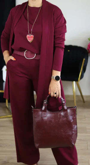 🔥 Elegant Longline Cardigan & Top & Pants 3-Pieces Set