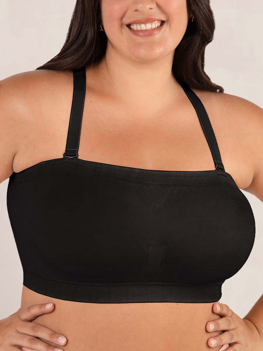 🤎Convertible Strapless Bandeau Bra with Wireless Comfort, Anti-Slip Grip & Removable Straps