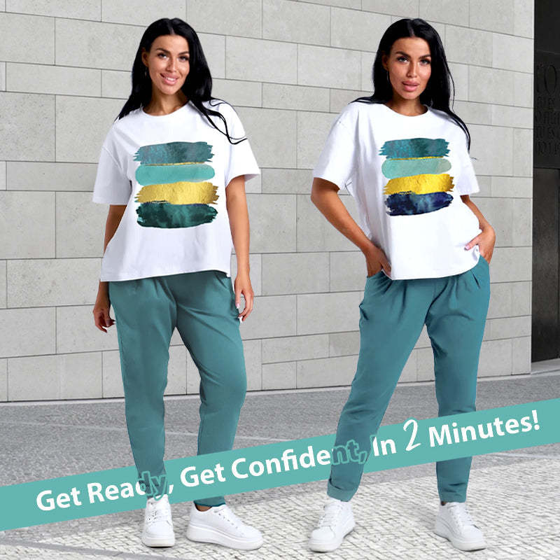 Fashionable Simple Casual  2-Piece Set