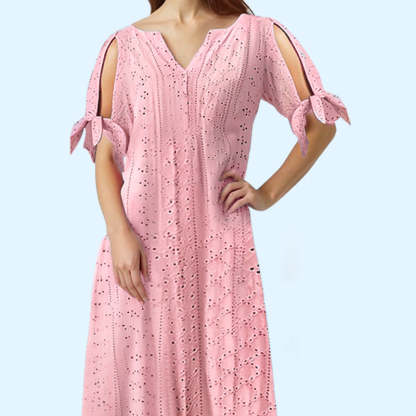 💃Women's Elegant V-Neck Hollow-Out Solid Dress
