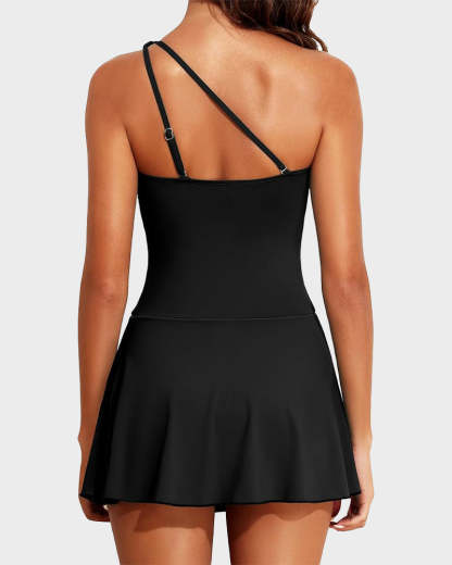 ⛱️One Shoulder Skirted One Piece Swimsuit