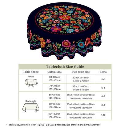 🔥Hot Sale🔥Mexican Floral Tablecloth With Scalloped Edge
