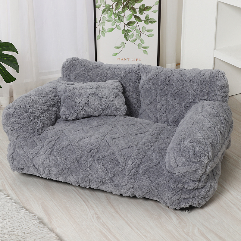 💎 Plush Calming Pet Sofa Bed – Raised Rim, Removable Cover & Non-Slip Bottom for Cats & Dogs 🛋️🐾