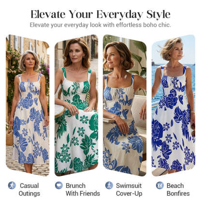 🌸Floral Whispers🌿Women's Floral Print Spaghetti Strap Dress