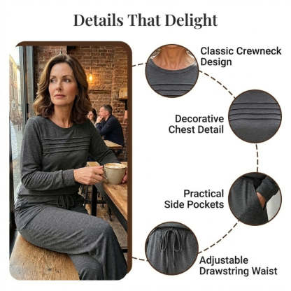 💐Women's Crew Neck Top & Drawstring Pants Set