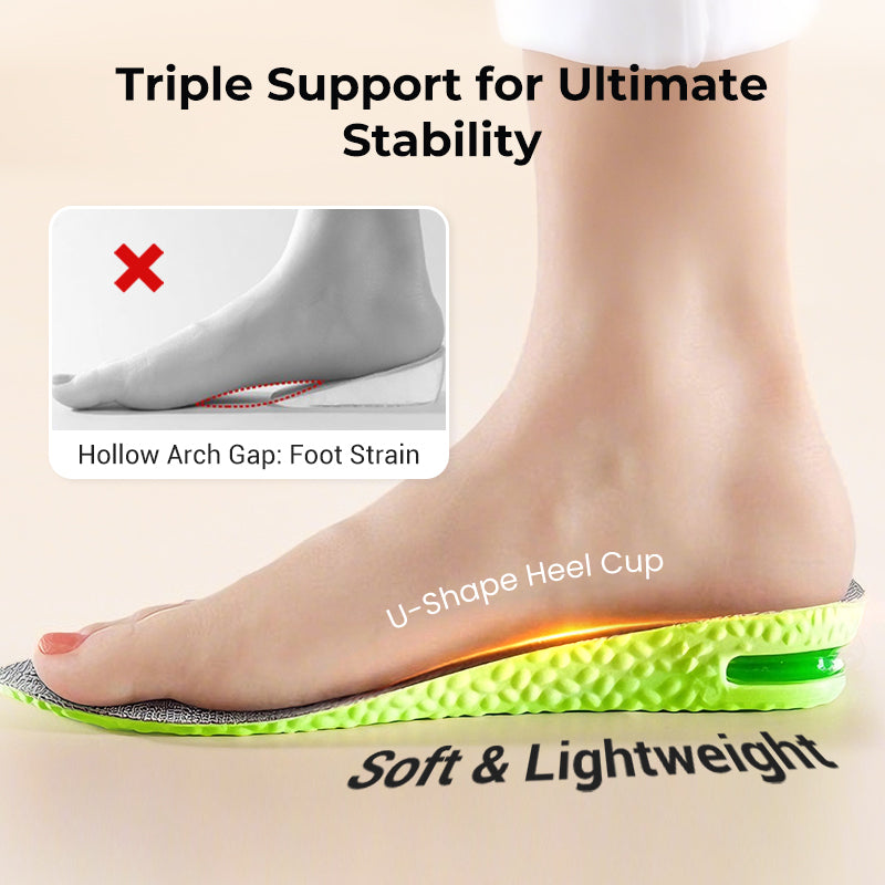 Comfortable Insoles with Air Cushion and Height-Increasing Effect