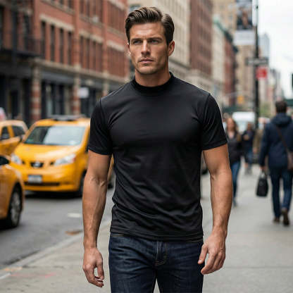 🔥All Colors 💖 Men's High Neck Slim Fit T-shirt