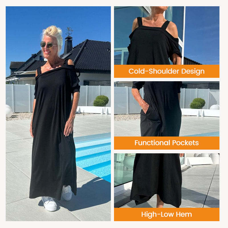 🌈 Women's Maxi Dress With Open Shoulders