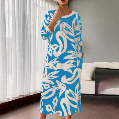 Elegant Printed Dress for Women – Stylish & Comfortable Fit👗Women’s Elegant Loose Round-Neck Printed Dress