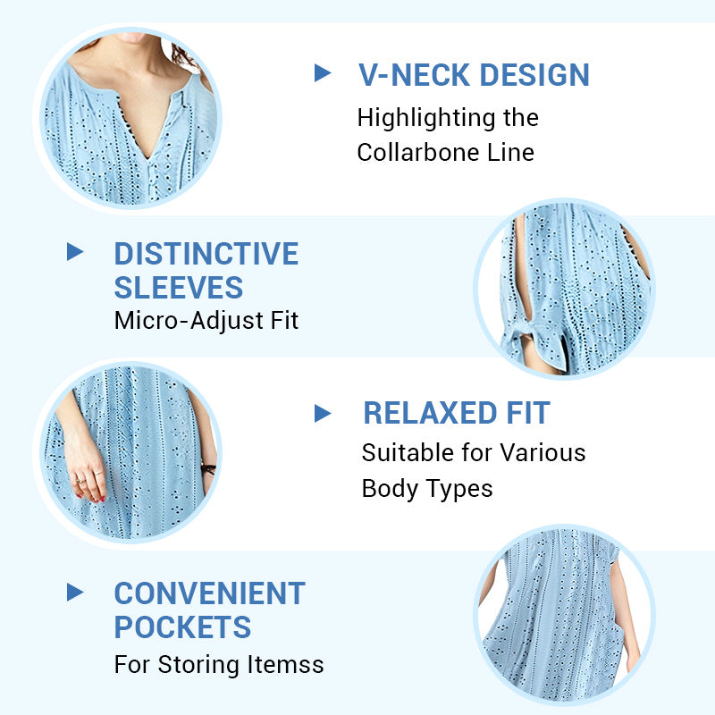 💃Women's Elegant V-Neck Hollow-Out Solid Dress