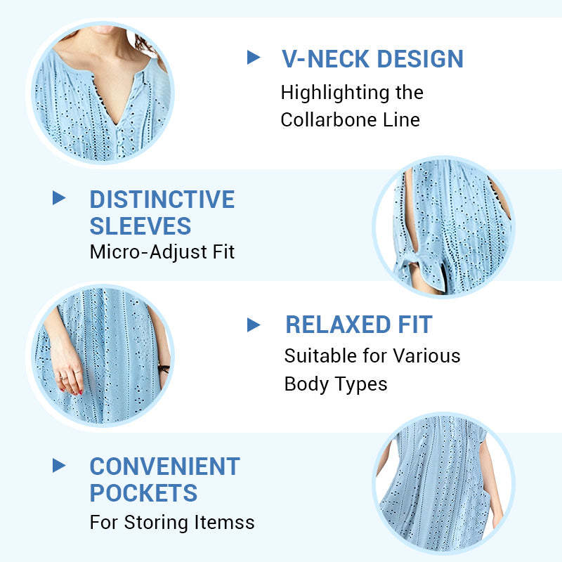 💃Women's Elegant V-Neck Hollow-Out Solid Dress