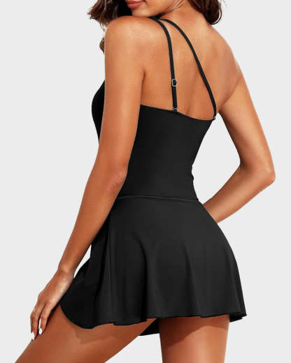 ⛱️One Shoulder Skirted One Piece Swimsuit