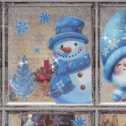 Christmas-Themed Glittering Window Stickers 9 PCS Set