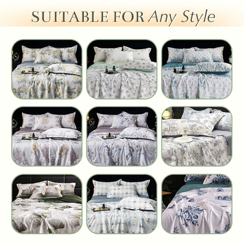 Cooling Breathable Floral Bed Sheet 4-Piece Set