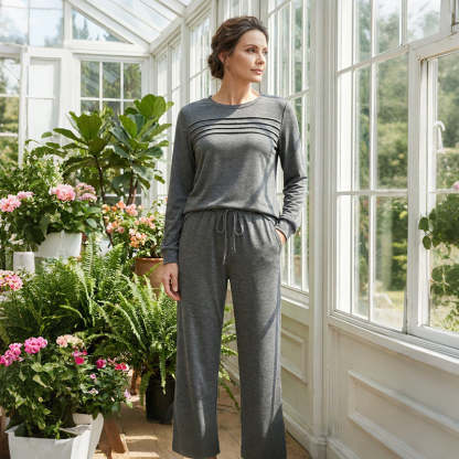 💐Women's Crew Neck Top & Drawstring Pants Set