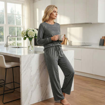 💐Women's Crew Neck Top & Drawstring Pants Set