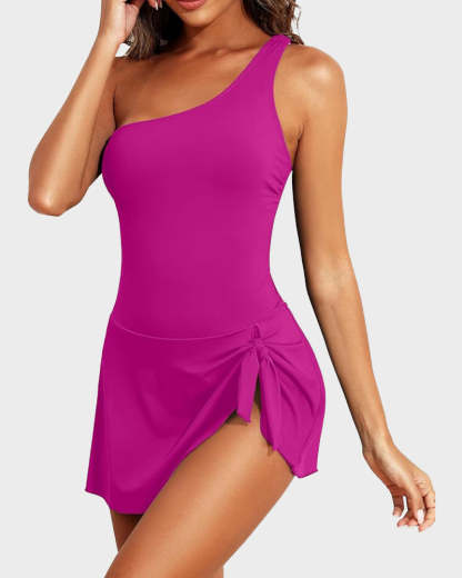 ⛱️One Shoulder Skirted One Piece Swimsuit