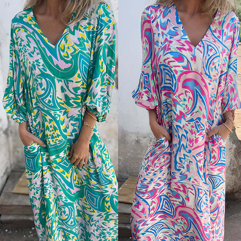 Vibrant Bohemian Printed Maxi Dress