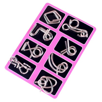 🧠🔠Metal Puzzle Ring Eight-Piece Blue Version Brain Teasers