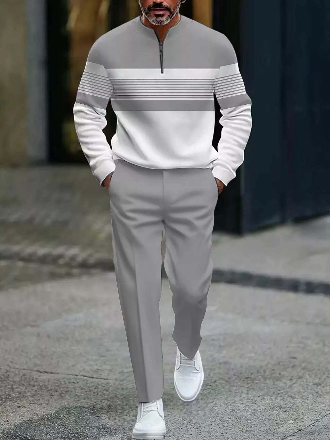 Men's Graphic Print Pullover & Pants Set – Street Style, Comfort Fit & Casual Look 👖