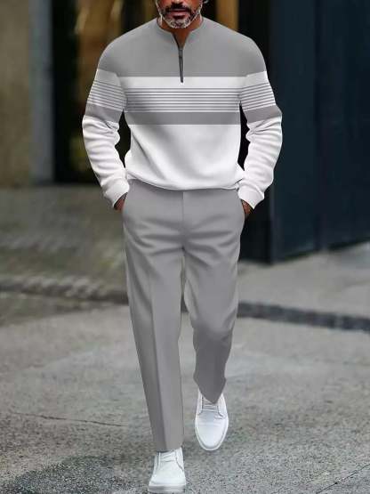 Men's Graphic Print Pullover & Pants Set – Street Style, Comfort Fit & Casual Look 👖