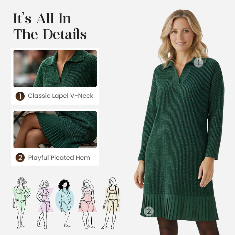 Women’s Sparkle Lapel A-Line Short Dress | Chic & Shimmering