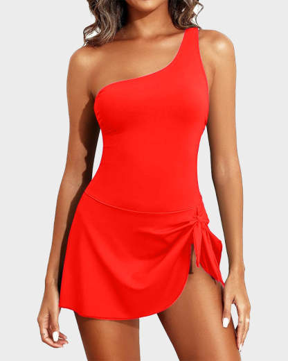 ⛱️One Shoulder Skirted One Piece Swimsuit