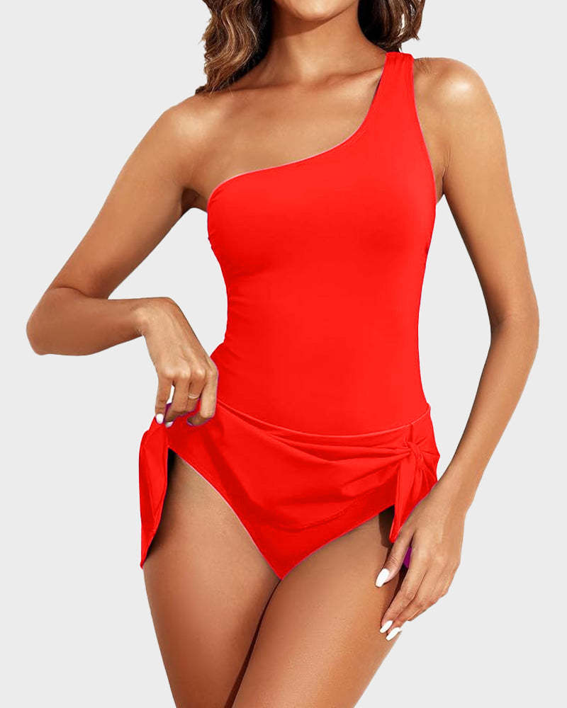 ⛱️One Shoulder Skirted One Piece Swimsuit