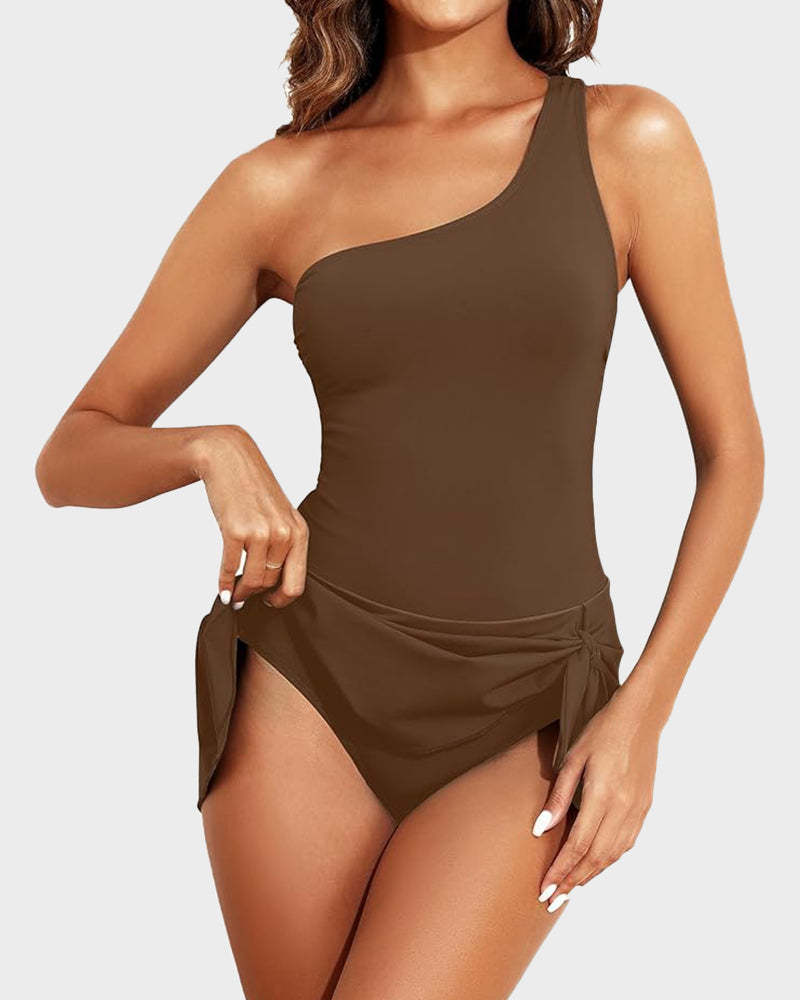 ⛱️One Shoulder Skirted One Piece Swimsuit