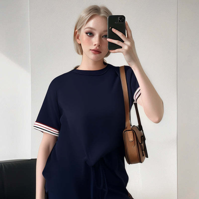 💖Women's Striped T-Shirt & Wide-Leg Joggers Set