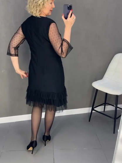 🔥Round Neck Dresses With Plain Rhinestones For Women