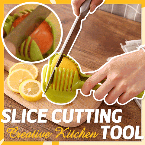 Animated demonstration of kitchen slice cutting tool