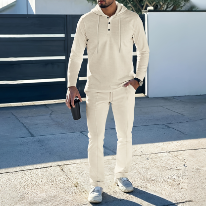 Men's Solid Color Hoodie Tracksuit 2-Piece Set