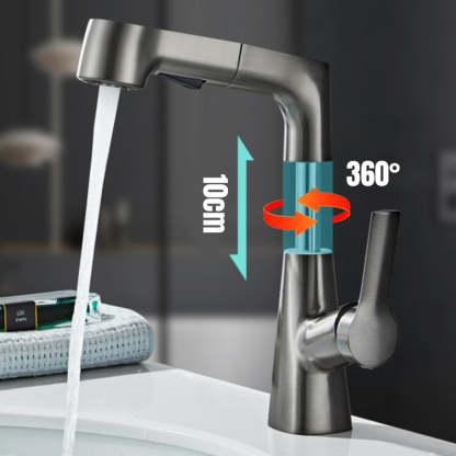 1 Hole Bathroom Faucet with Pull Out Sprayer