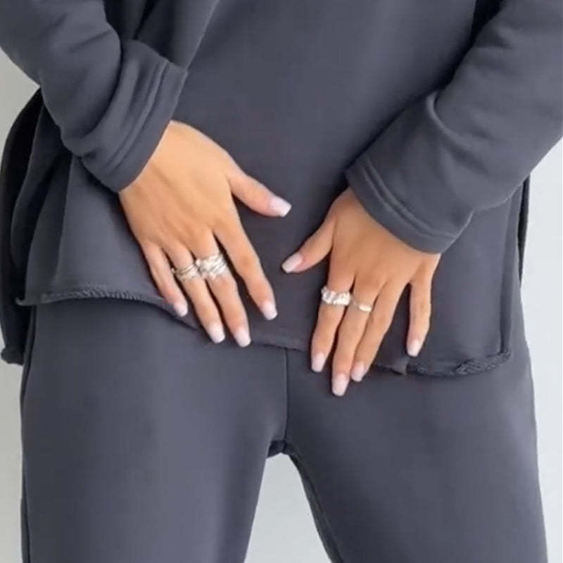 Women's Casual Tracksuit Set with Oversized Trousers