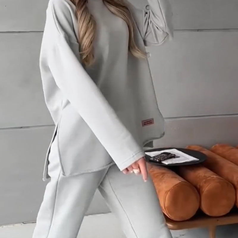 Women's Casual Tracksuit Set with Oversized Trousers