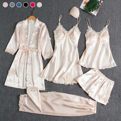 Women's Sexy Lace Trim Sleepwear Five-Piece Sets