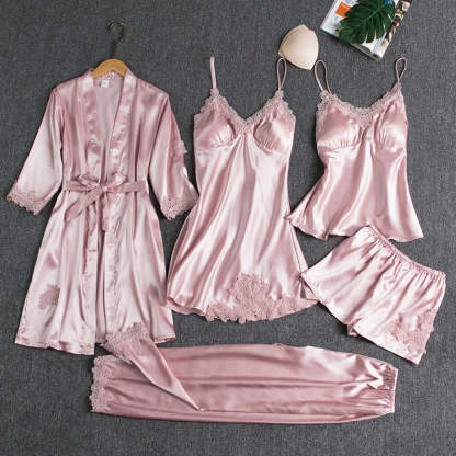 Women's Sexy Lace Trim Sleepwear Five-Piece Sets