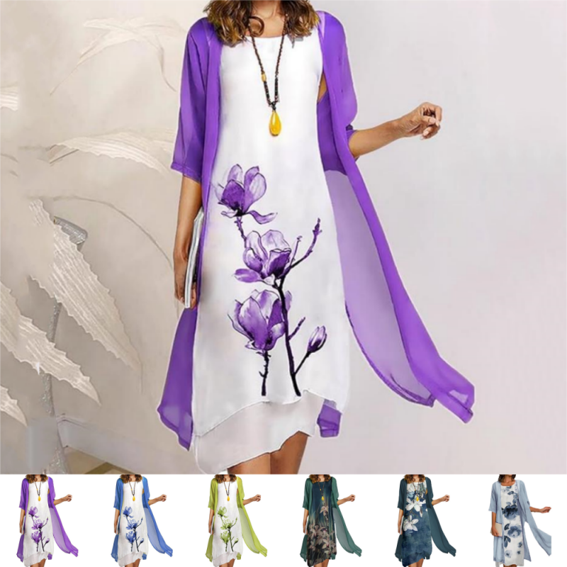 🔥Women's Two-Piece Floral Print Suit Dress