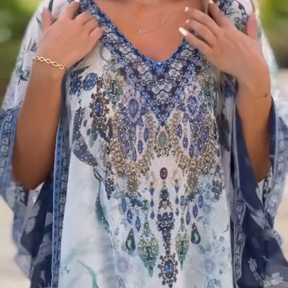 Women's Loose V-Neck Asymmetrical Dress