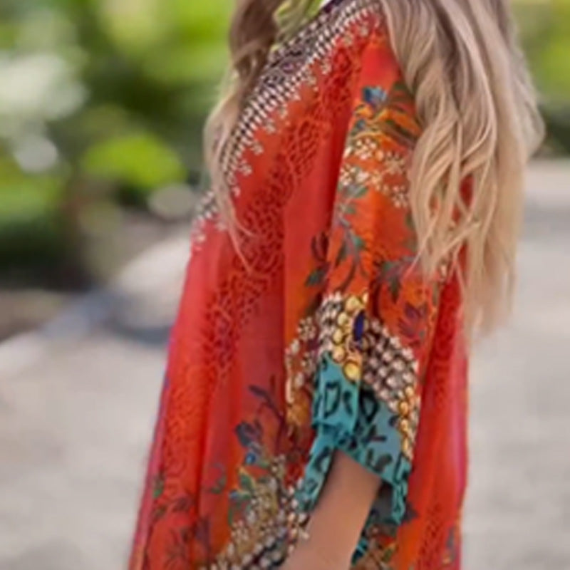 Women's Loose V-Neck Asymmetrical Dress