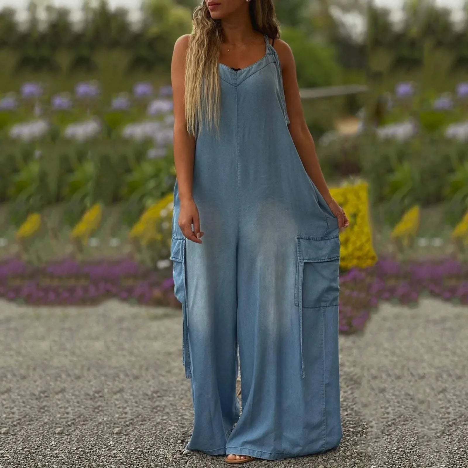 💕Women's Loose Wide-Leg Jumpsuit with Pockets