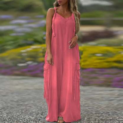 💕Women's Loose Wide-Leg Jumpsuit with Pockets