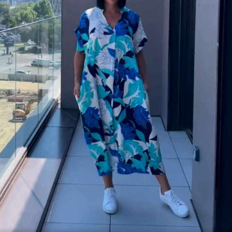 🌸Women's Casual Elegant Printed V-Neck Dress🌸 | Empire Waist Design | Breathable Chiffon