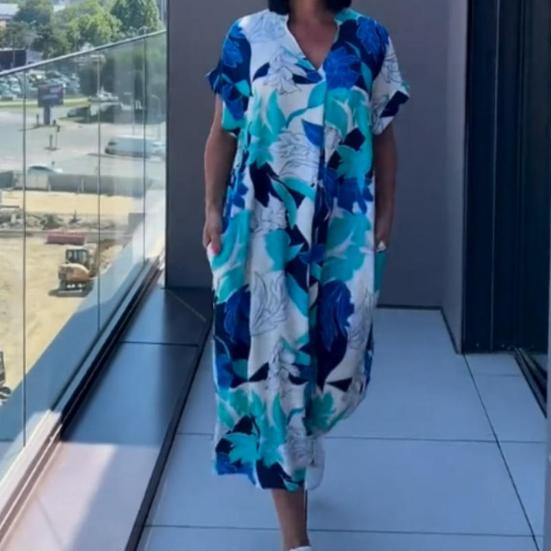 🌸Women's Casual Elegant Printed V-Neck Dress🌸 | Empire Waist Design | Breathable Chiffon