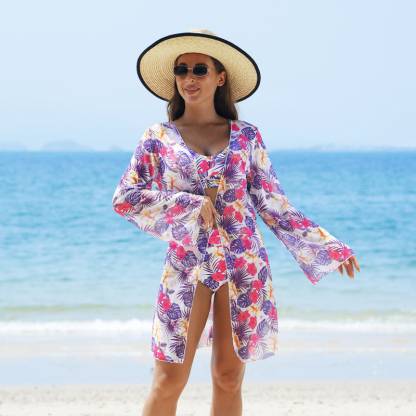 🏖️🌼Women's Fashion Multicolor Printed Bikini Swimsuit 3 Piece Set