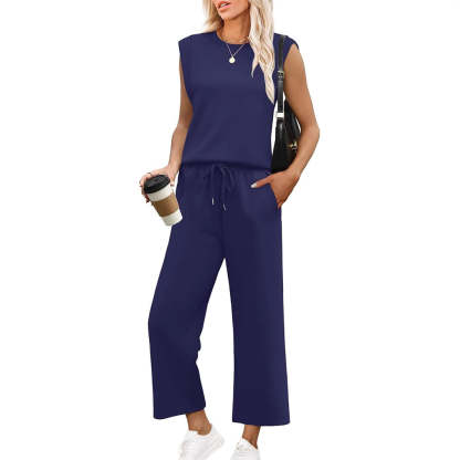 2025 New Women's  Sleeveless Top & Wide-Leg Pants 2-Piece Set
