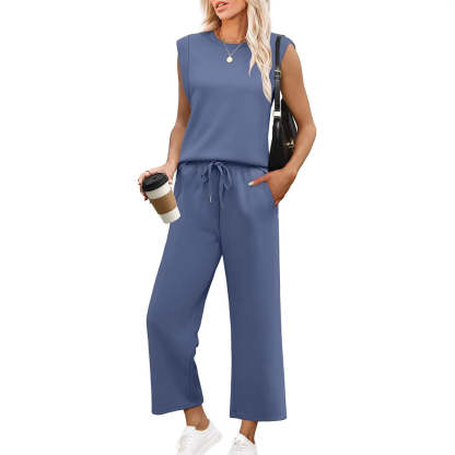 2025 New Women's  Sleeveless Top & Wide-Leg Pants 2-Piece Set