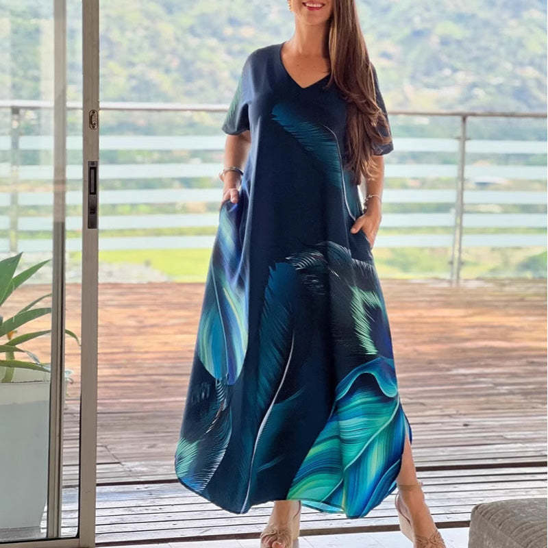 🌴Summer Specials SALE 🌴Women's Loose Casual V-Neck Printed Short Sle